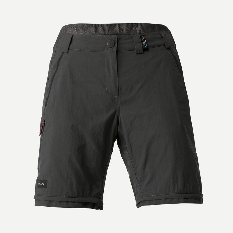 Pantalon Modulabil Trekking la Munte MT100 Gri Damă