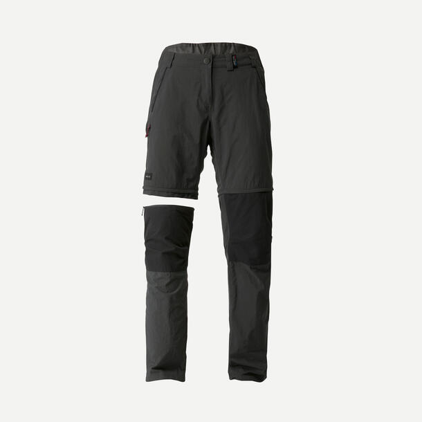 Women Trekking Modular Zip Off Trousers MT100 Carbon Grey