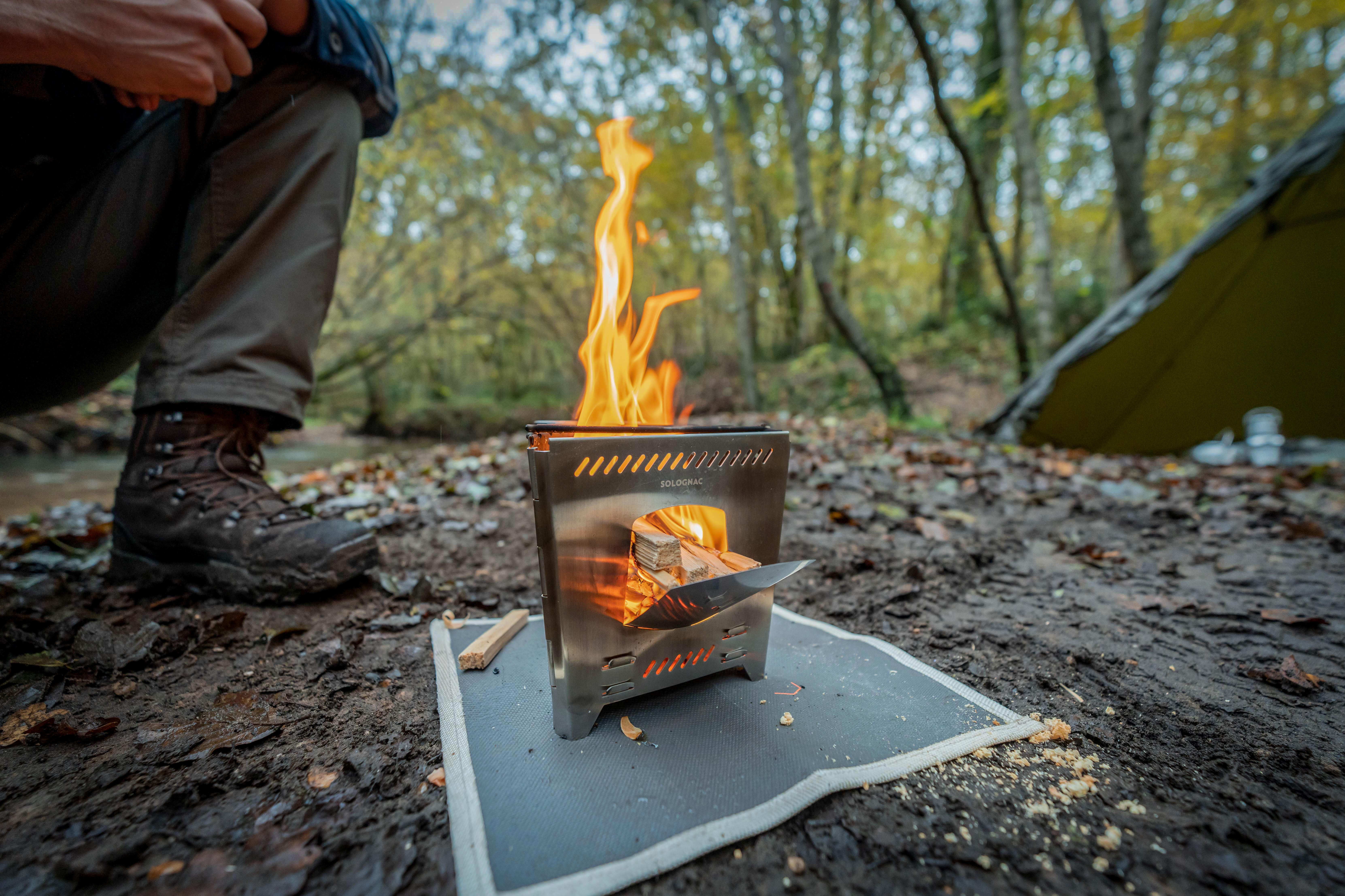 Stainless Steel Wood-Burning Camping Stove - Bivouac Bushcraft - SOLOGNAC