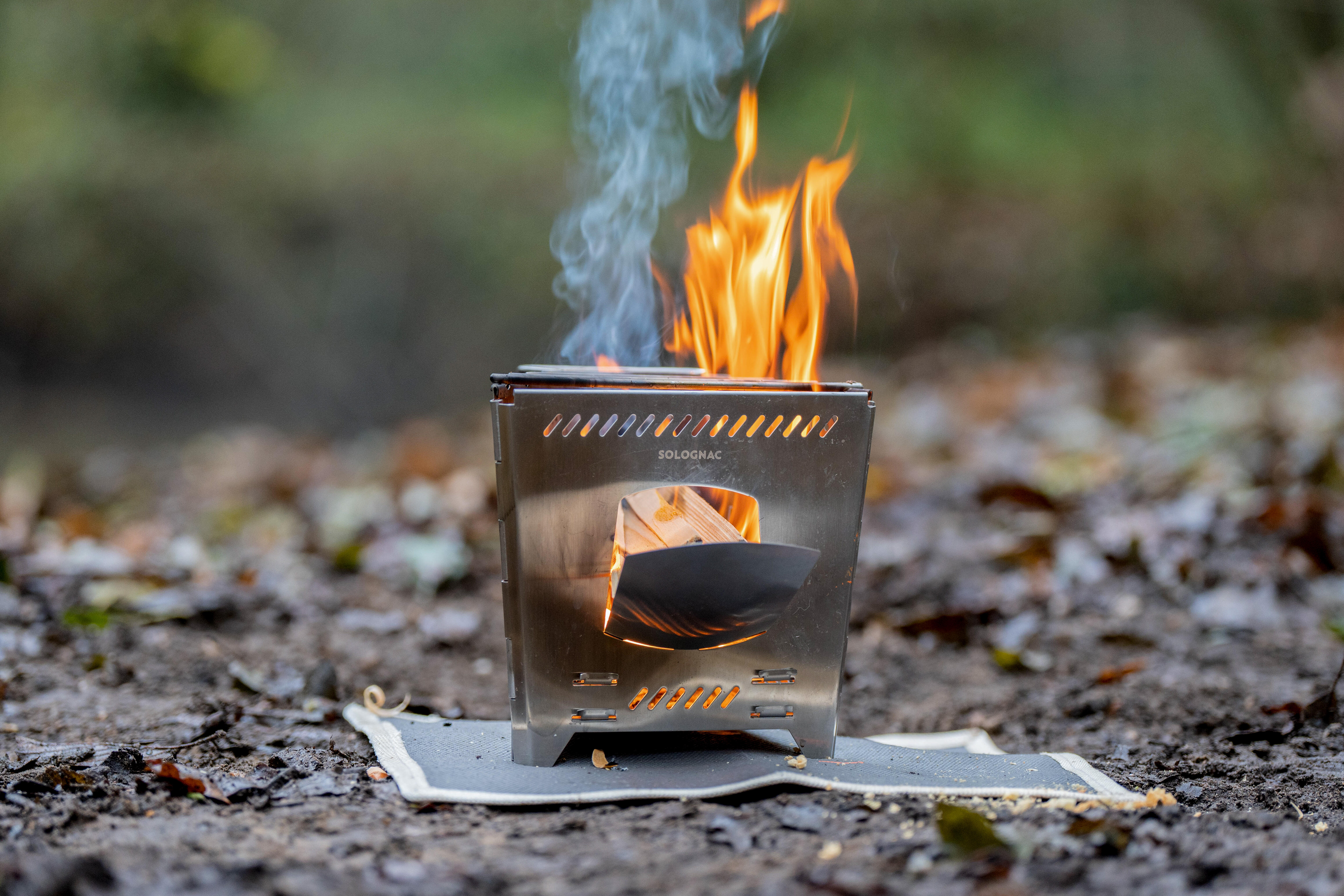 Stainless Steel Wood-Burning Camping Stove - Bivouac Bushcraft - SOLOGNAC