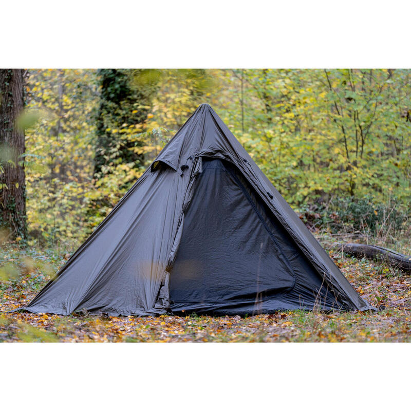 Muggengaas tipi bushcraft bivak zwart