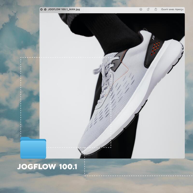 男款跑鞋 Jogflow 100.1 灰色橘色