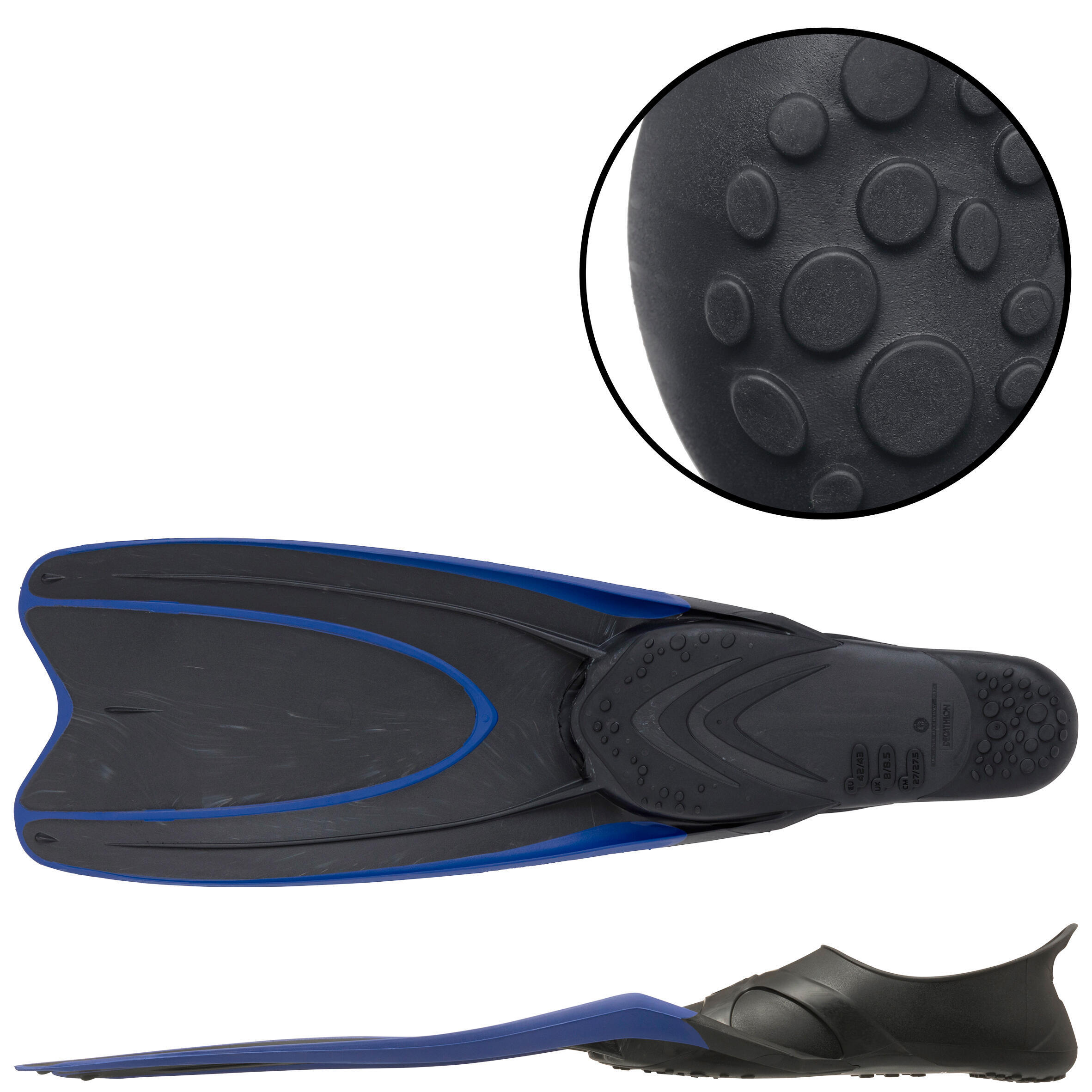 Gebraucht - Schnorchelflossen Damen/Herren FF 100 React Marble schwarz/blau 4/6