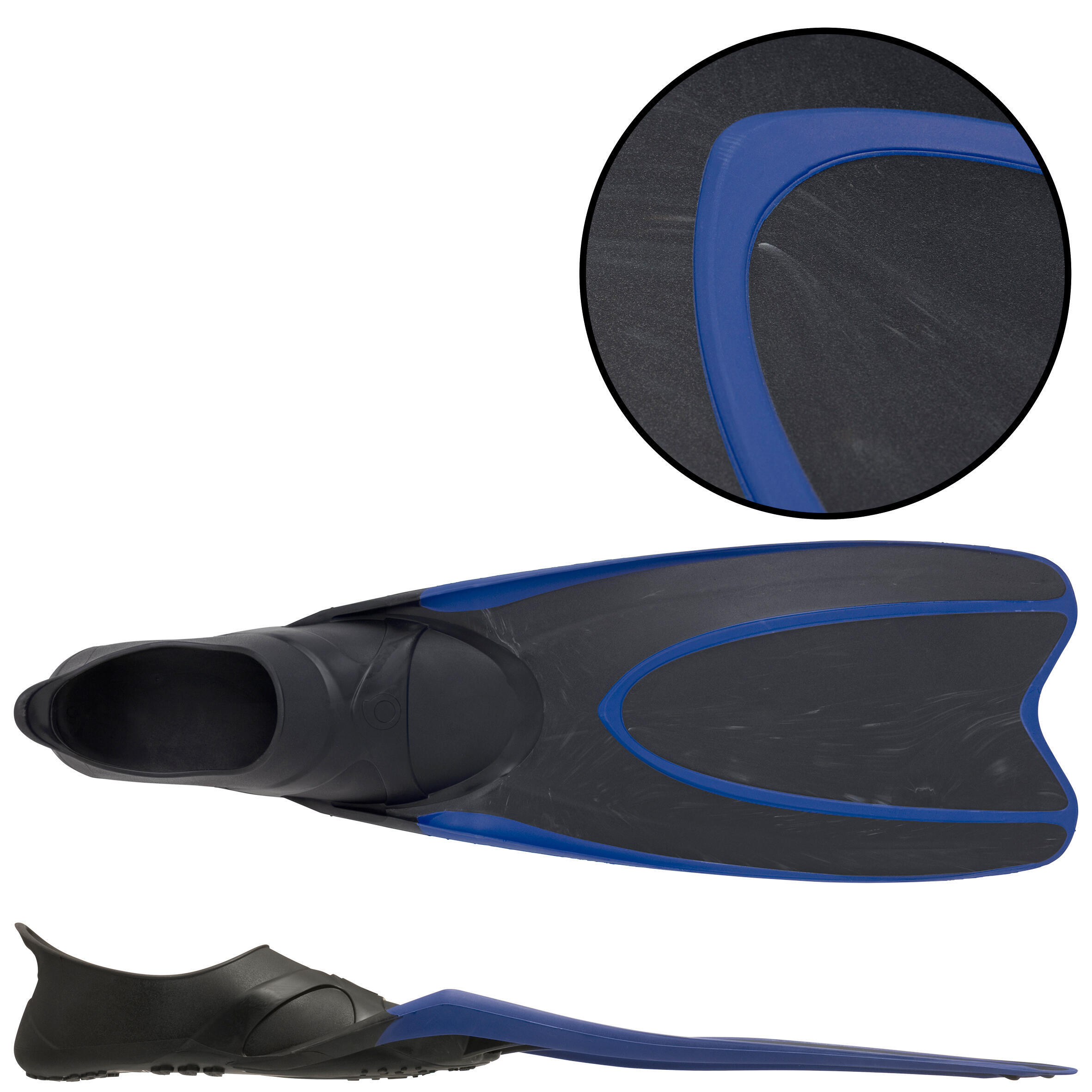 Gebraucht - Schnorchelflossen Damen/Herren FF 100 React Marble schwarz/blau 3/6