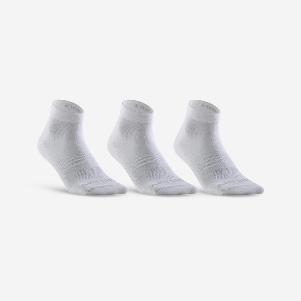 Αθλητικές κάλτσες μεσαίου ύψους RS 160 για ενήλικες 3 ζεύγη - Λευκό
