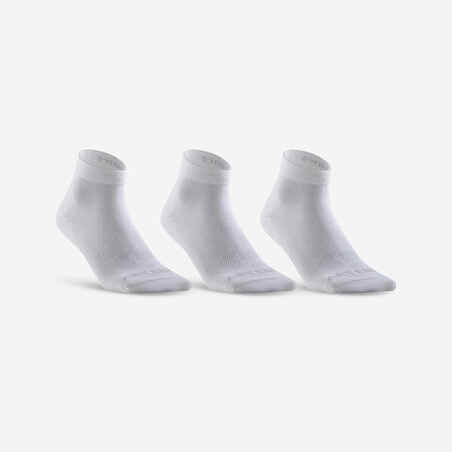 Calcetines de deporte medio tobillo blanco Artengo RS 160 x3