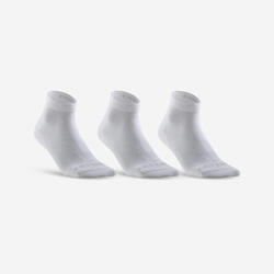 CHAUSSETTES DE SPORT MI-HAUTES ARTENGO RS 160 BLANCHES LOT DE 3