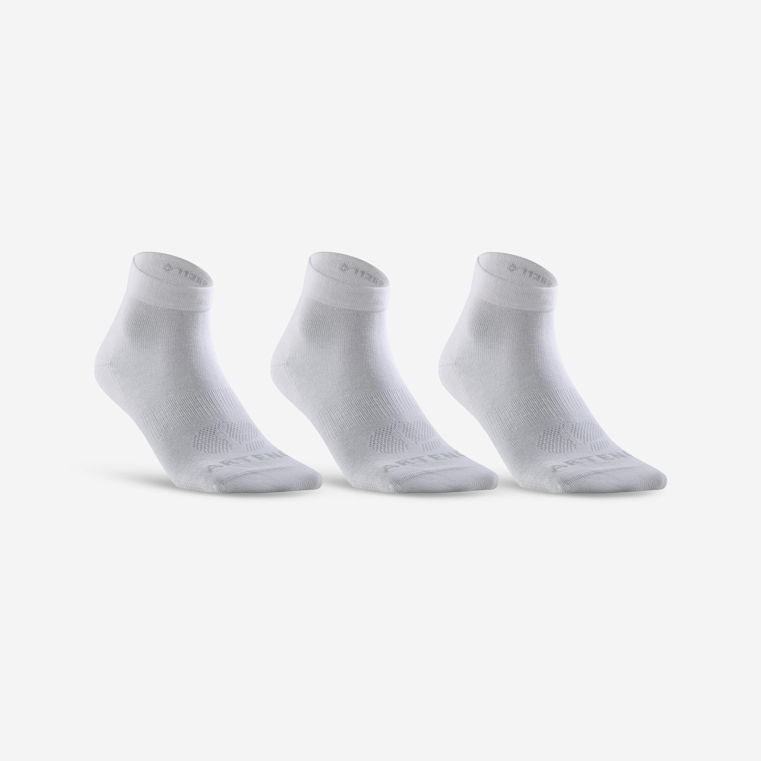 MEDIUM-HIGH SPORTS SOCKS ARTENGO RS 160 WHITE PACK OF 3