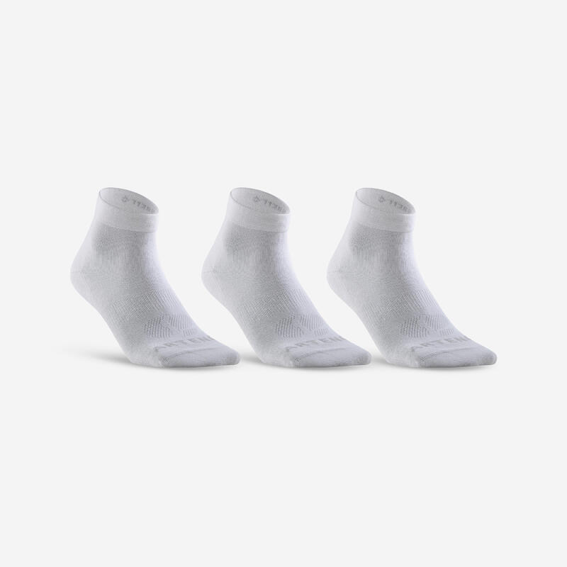 CHAUSSETTES DE SPORT MI-HAUTES ARTENGO RS 160 BLANCHES LOT DE 3