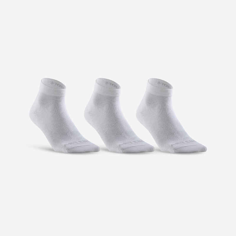 Αθλητικές κάλτσες μεσαίου ύψους RS 160 για ενήλικες 3 ζεύγη - Λευκό