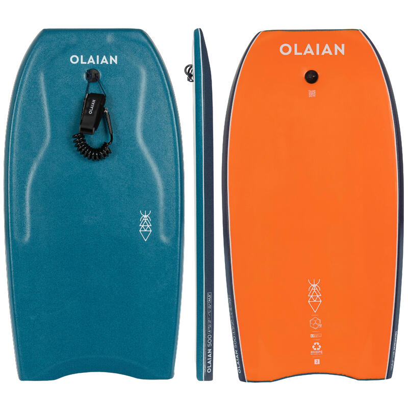 Bodyboard 500 bleu / orange avec leash