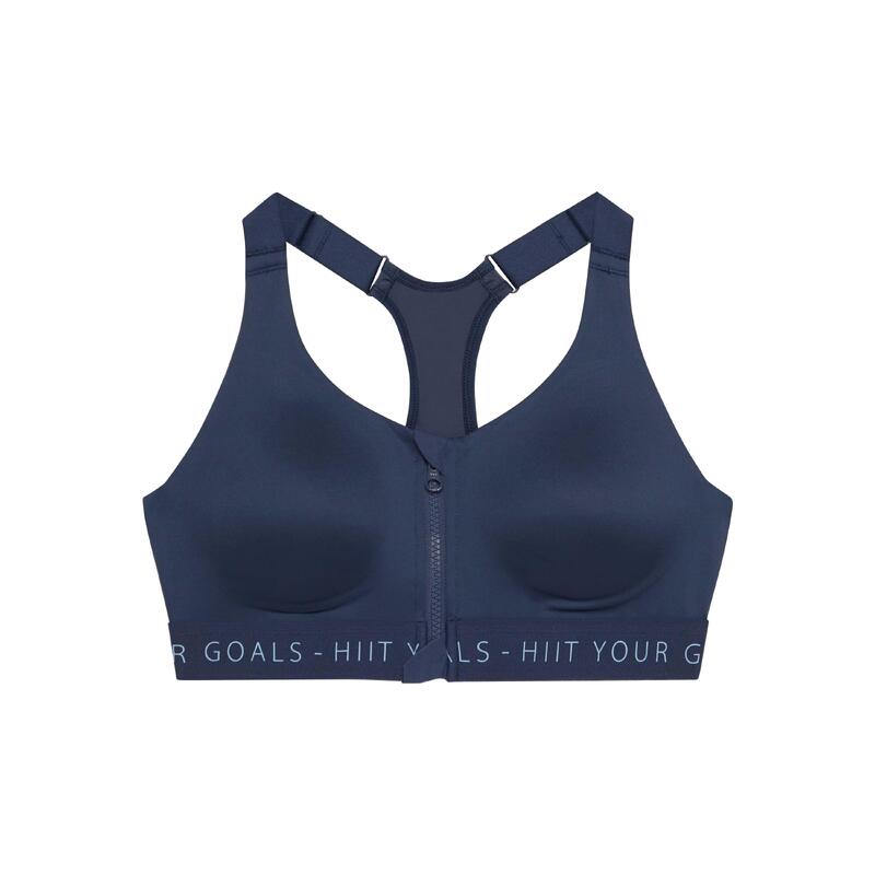 女款高度支撐健身前開式運動內衣 920 - 深藍色