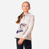 Girls' Long-Sleeved Horse Riding Polo 100 - Beige
