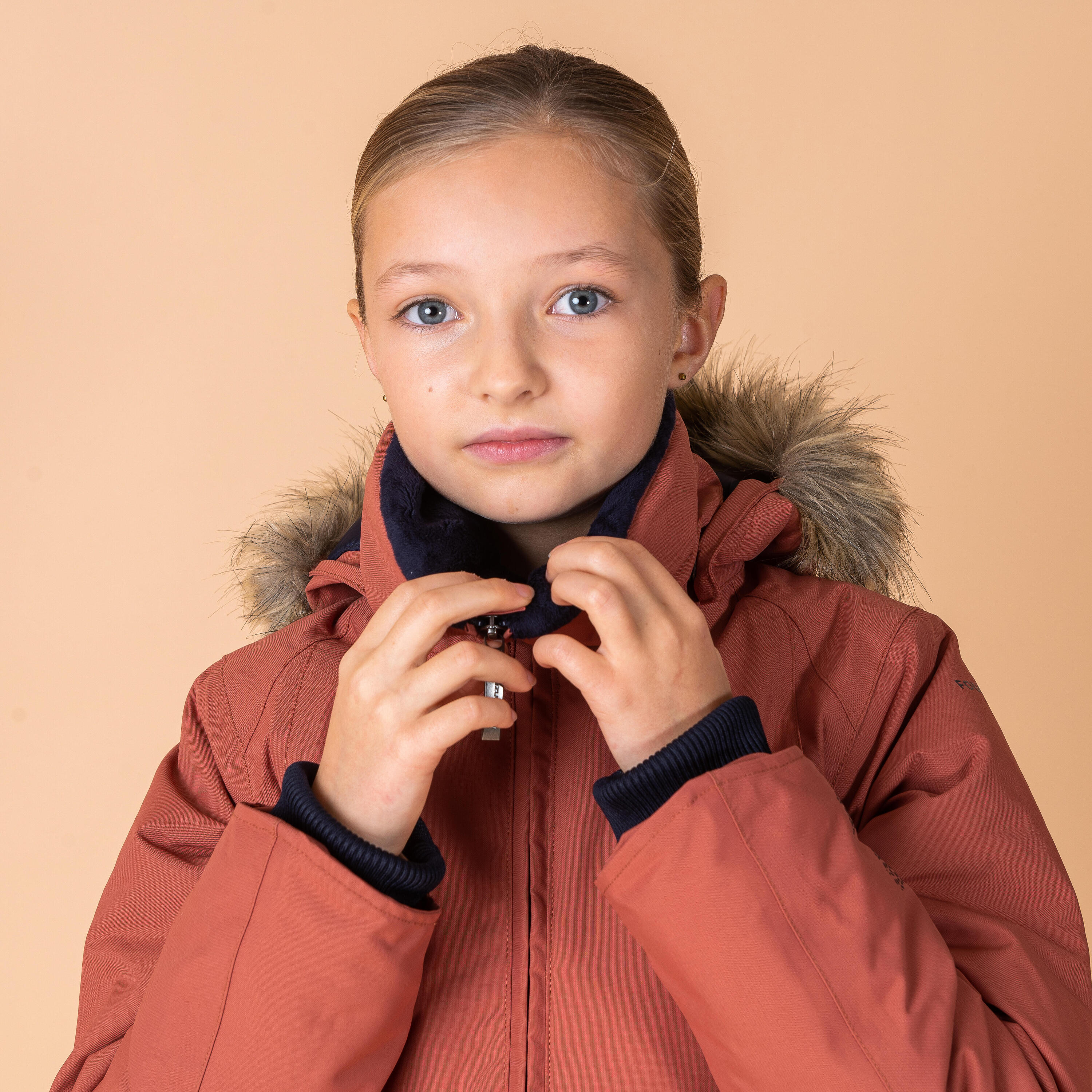 Kids' Waterproof and Warm Horse Riding Jacket 500 - Terracotta 4/9