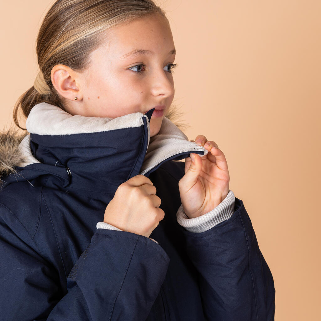 Kids' Waterproof and Warm Horse Riding Jacket 500 - Navy