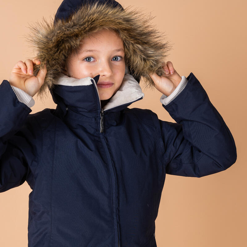 Warme jas voor paardrijden kinderen 500 marineblauw