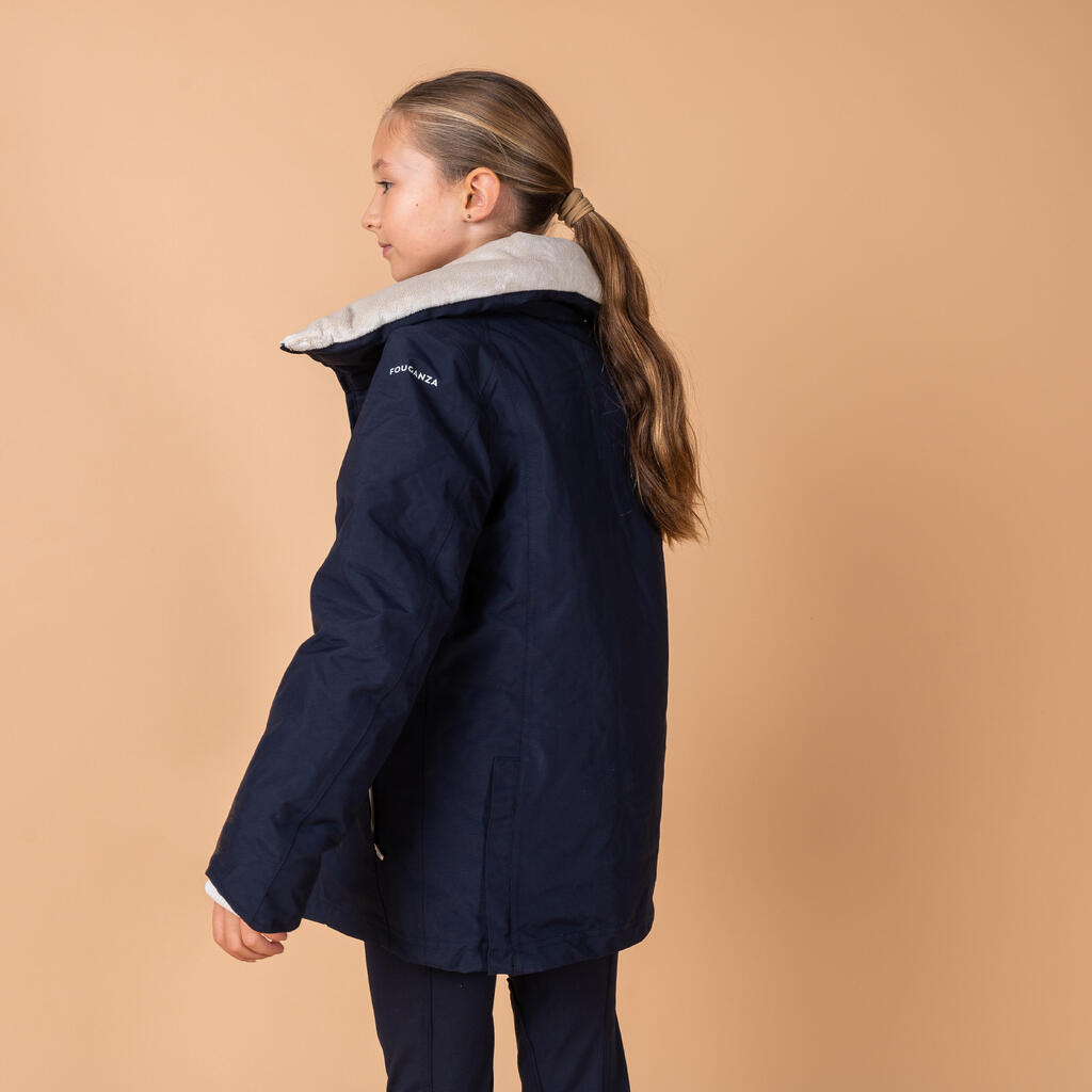 Kids' Waterproof and Warm Horse Riding Jacket 500 - Navy