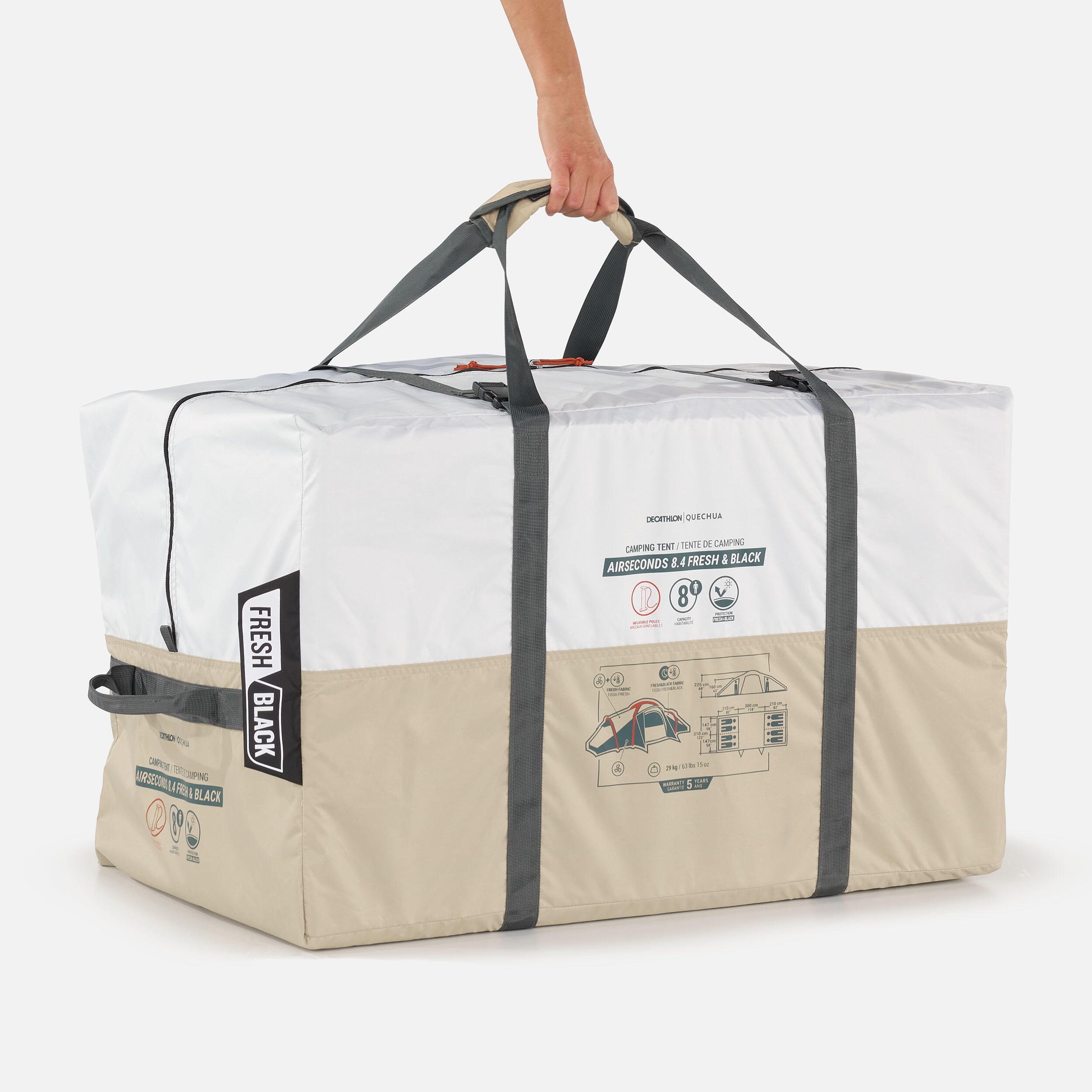 Opblaasbare tent voor 8 personen Air Seconds 8.4 F&B met 4 slaapruimtes 5/26