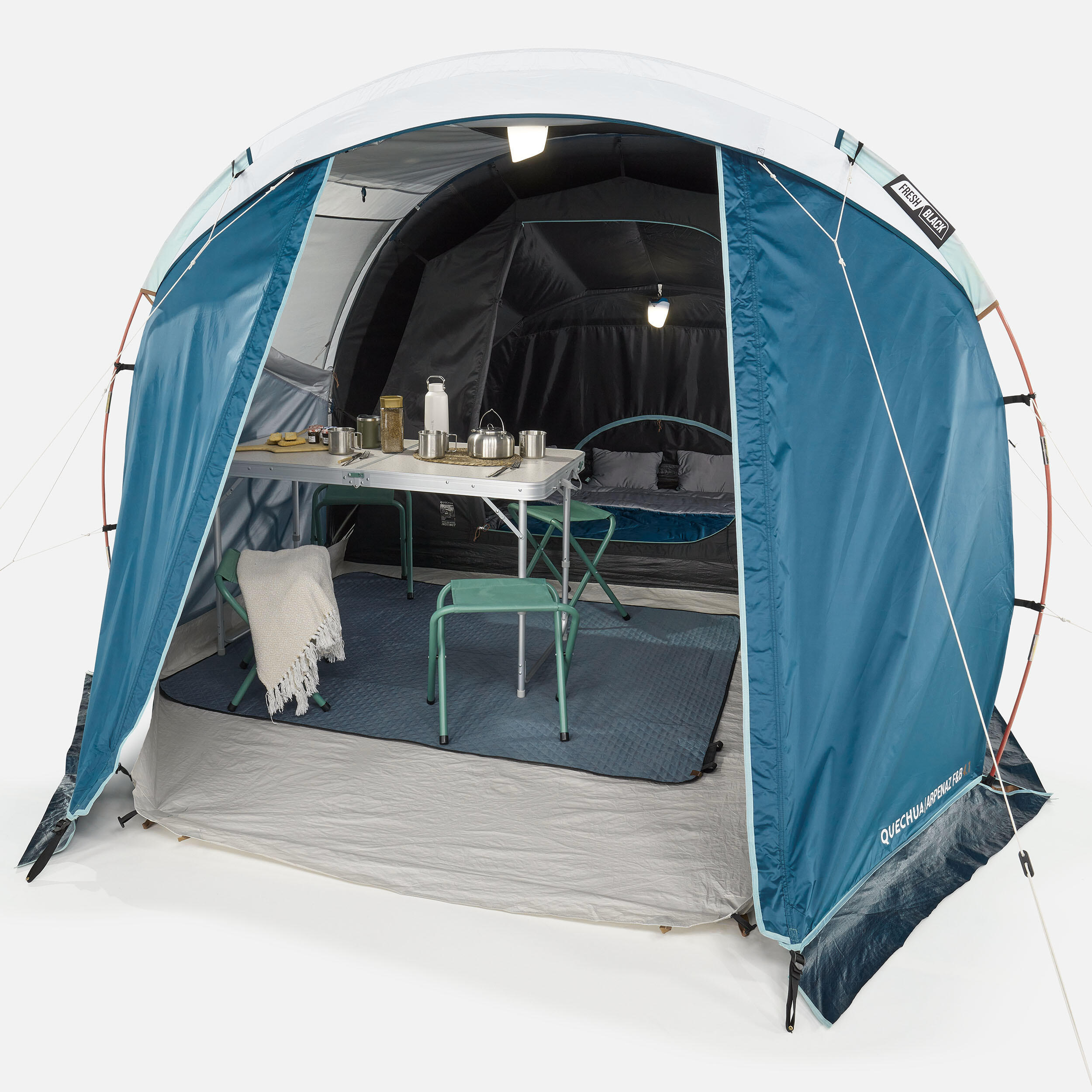 Camping Tent with Poles Arpenaz 4.1 F&B 4 Persons 1 Bedroom Camping Tent with Poles Arpenaz 4.1 F&B 4 Persons 1 Bedroom