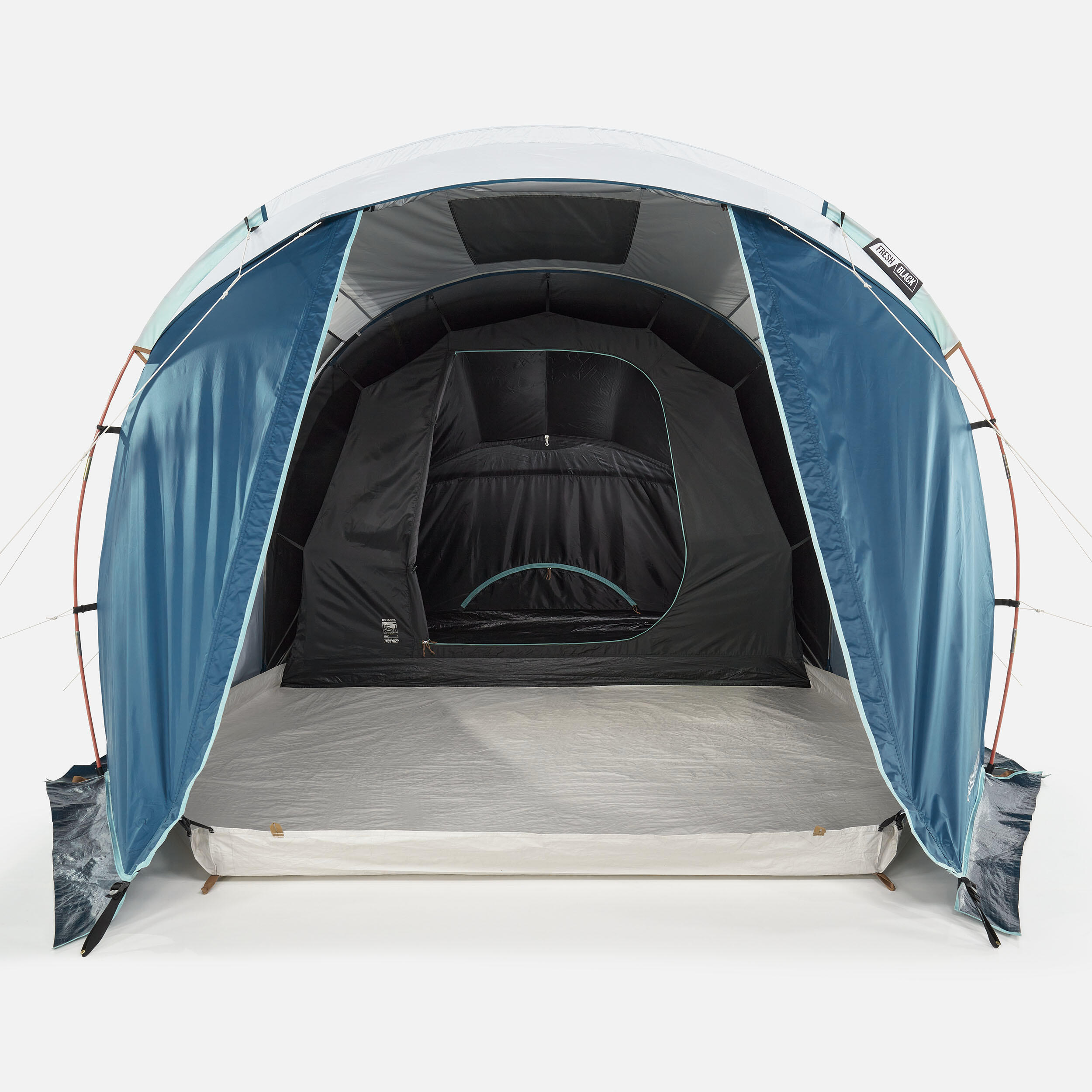 Camping Tent with Poles 4-Person, Arpenaz 4.1 Fresh & Black - QUECHUA