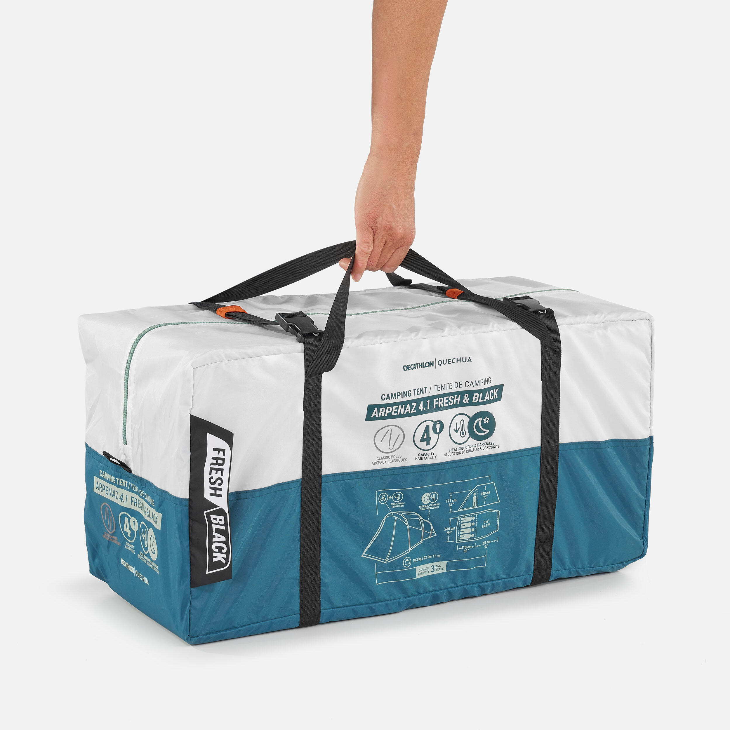 Tente de camping à arceaux 4 personnes, Arpenaz 4.1 Fresh & Black - QUECHUA