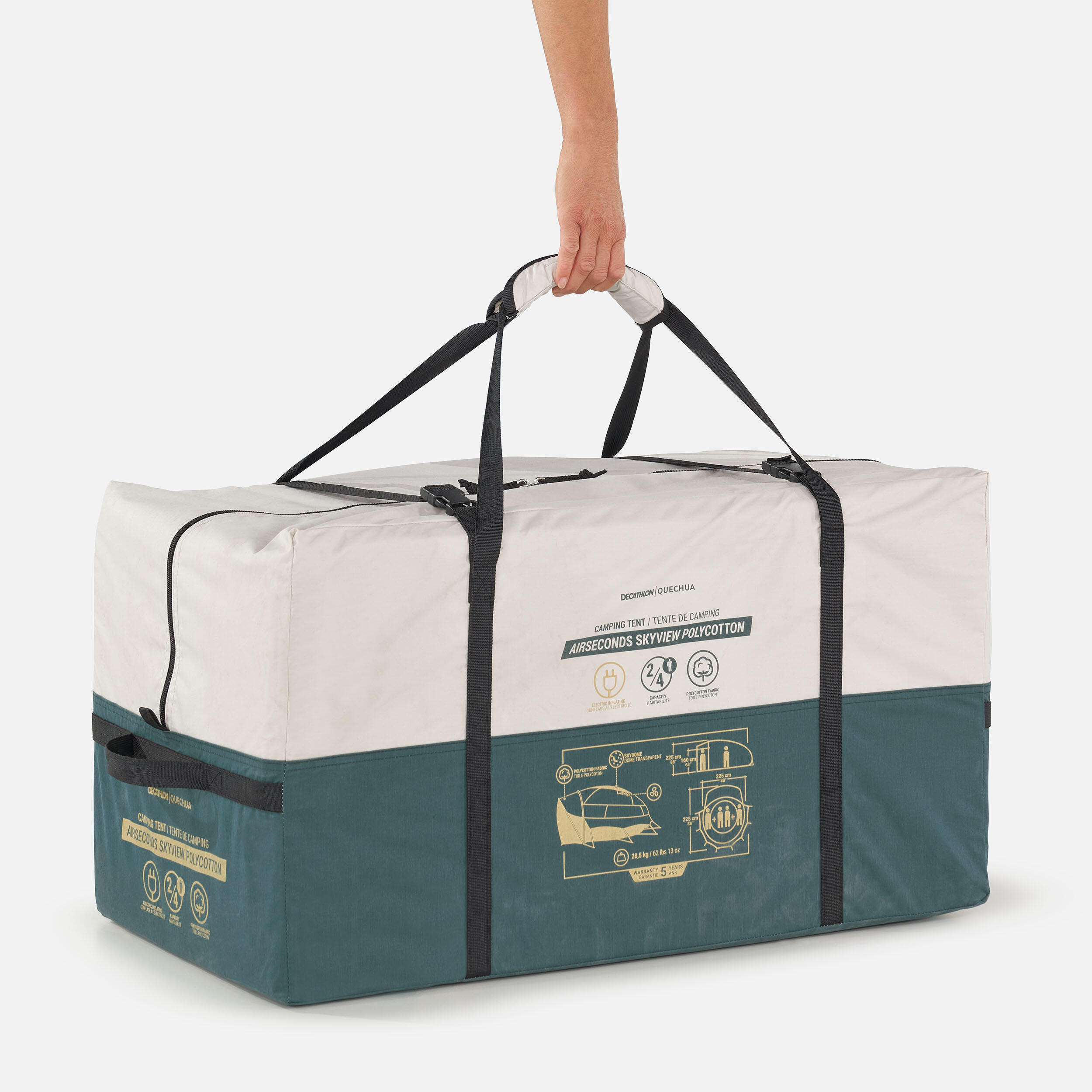 Packing compact en sac transport de 36,5 kg tout compris.