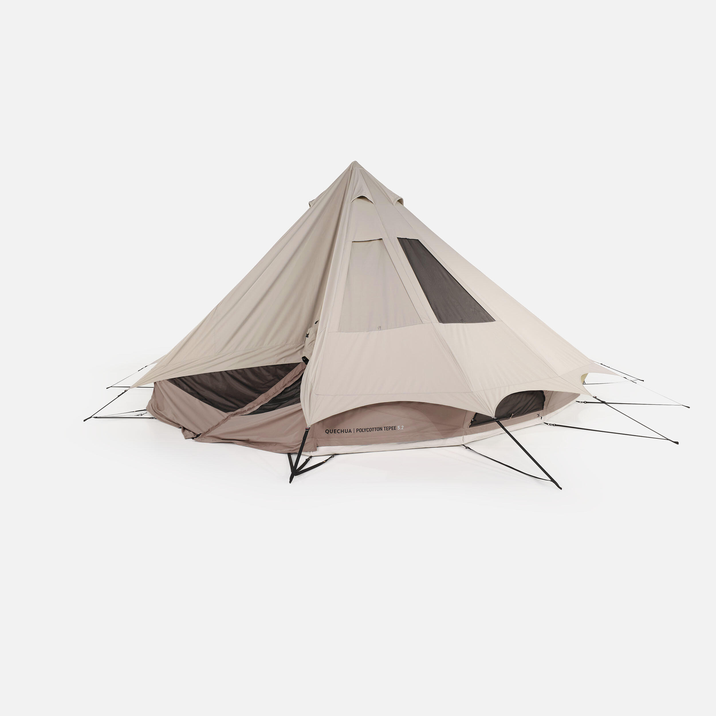 Kampeertipi voor vijf personen Tepee 5.2 polykatoen twee slaapruimtes 25/30