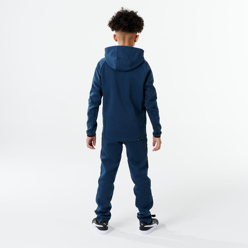 Felpa bambino ginnastica Puma con cappuccio e zip pesante blu