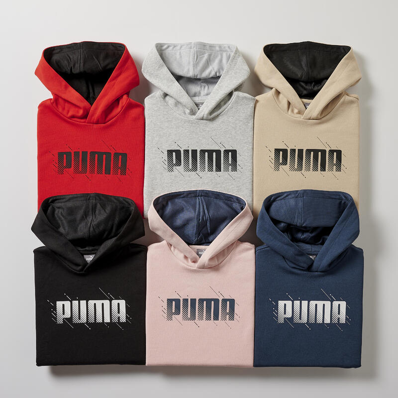 Felpa bambino ginnastica Puma misto cotone felpato con cappuccio rossa 