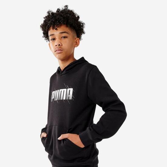 Sweat à capuche imprimé Puma enfant - noir