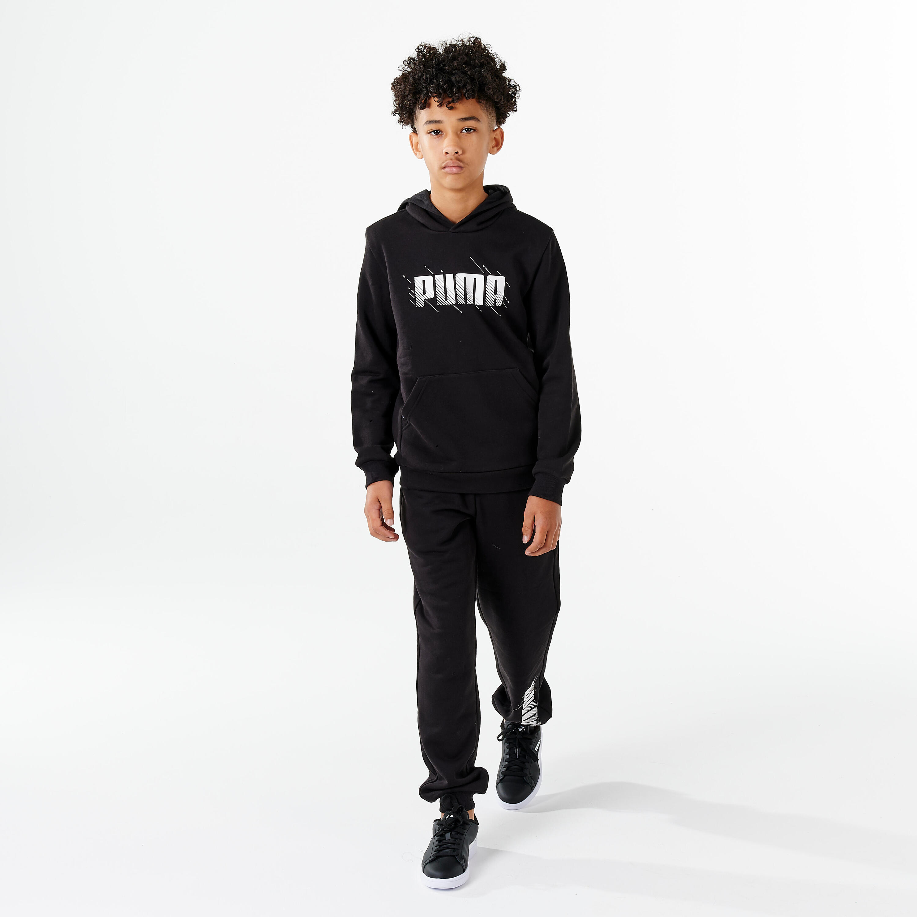 Sudadera Puma Niños Negro Estampado Capucha 4/6