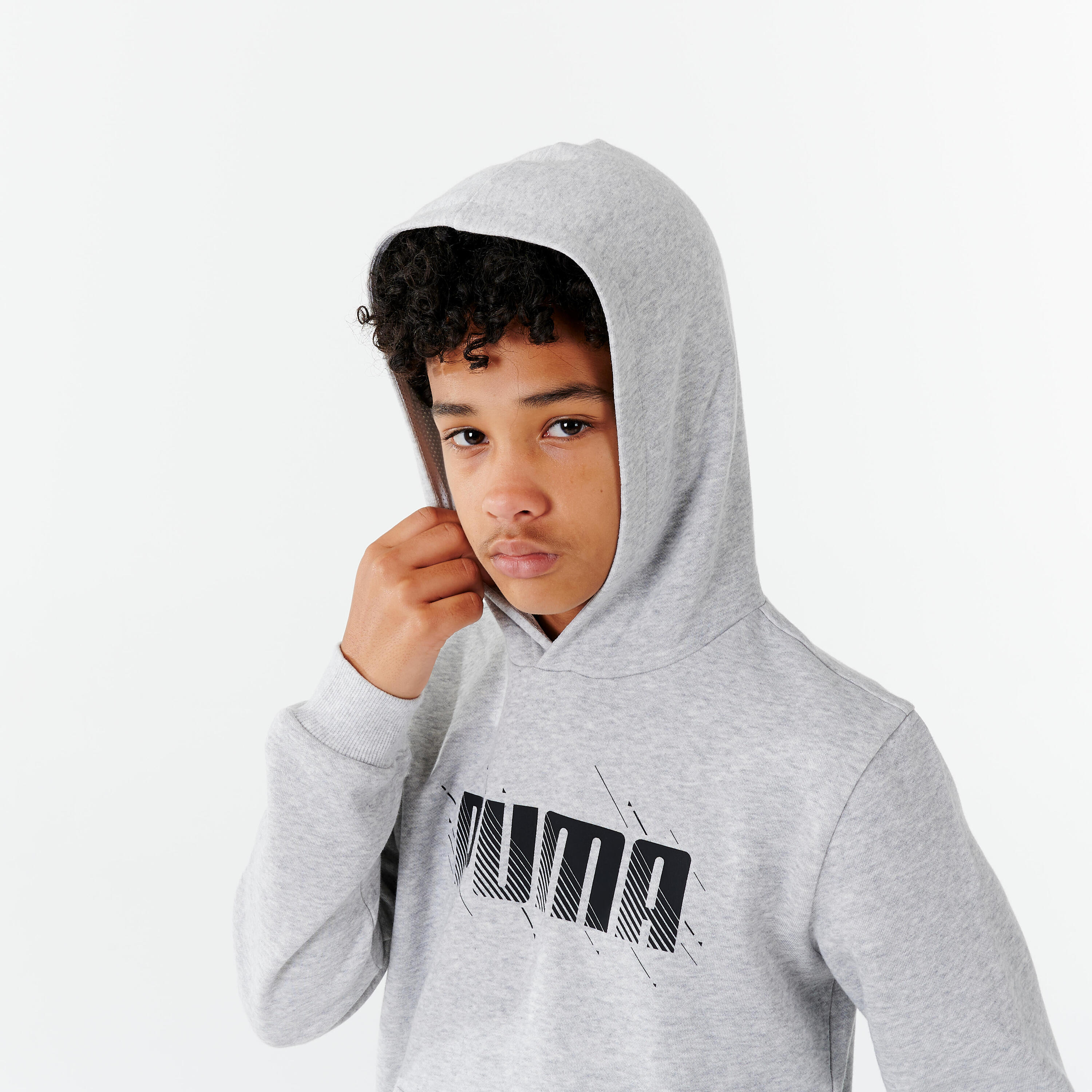 Kids' Hooded Sweatshirt - Grey Print 3/6