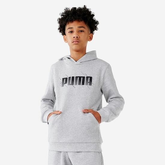 SWEAT À CAPUCHE ENFANT - GRIS AVEC IMPRIMÉ PUMA