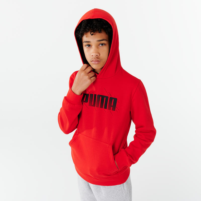 CAMISOLA COM CAPUZ CRIANÇA VERMELHO COM ESTAMPADO PUMA