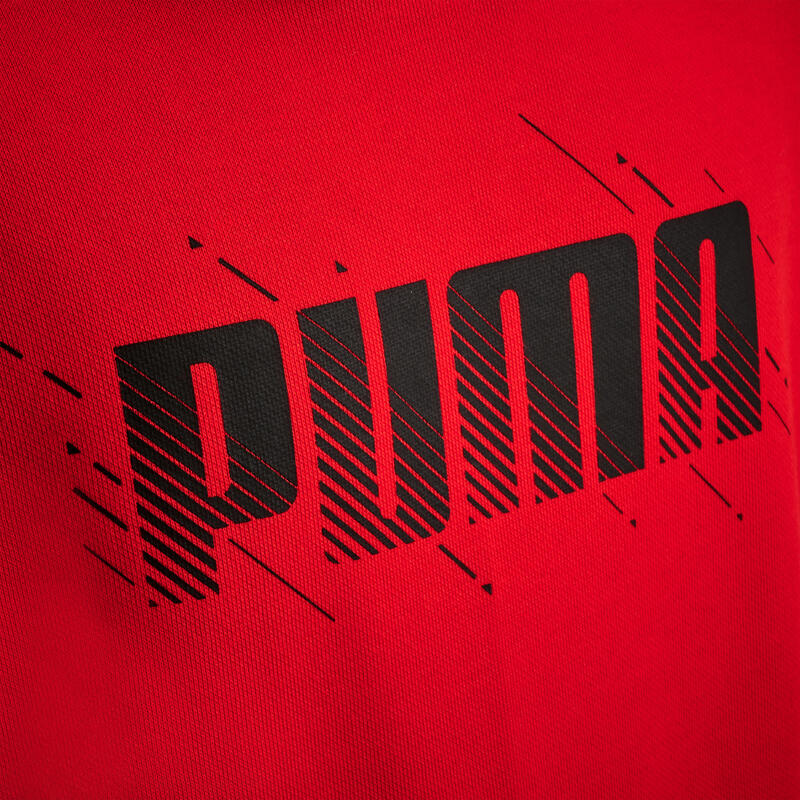 Felpa bambino ginnastica Puma misto cotone felpato con cappuccio rossa 