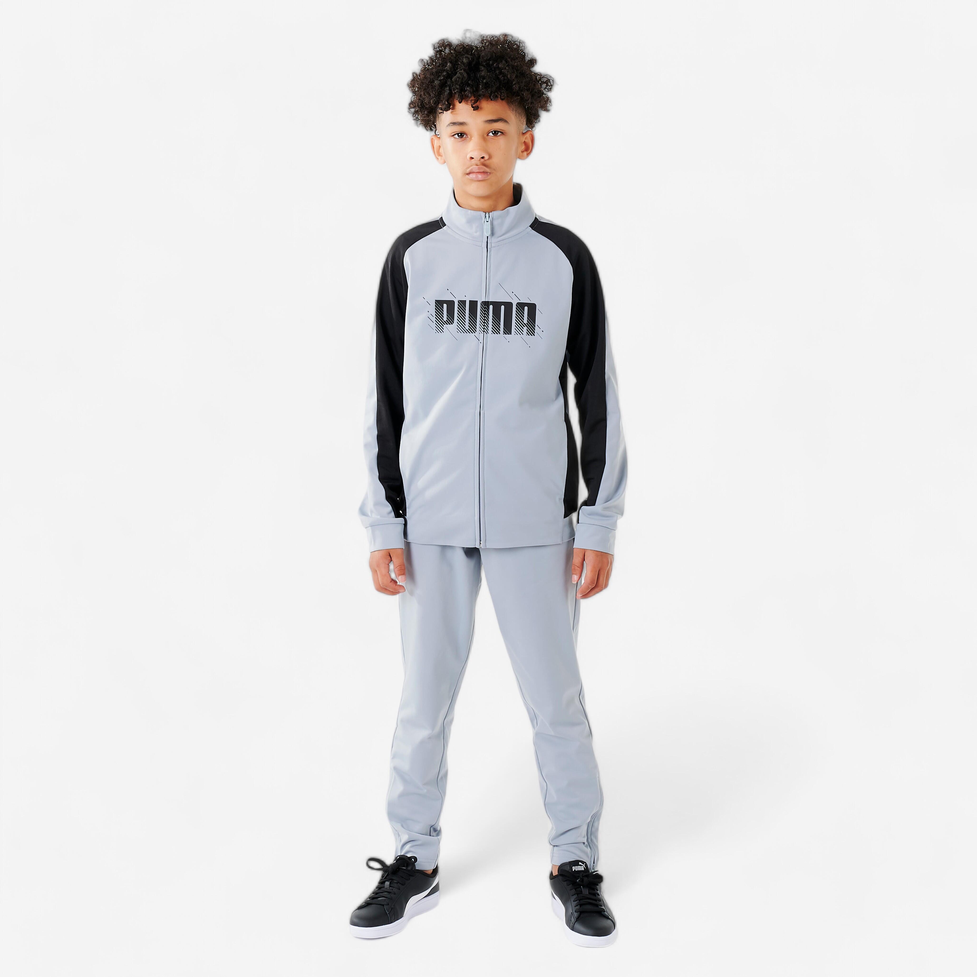 CHILDREN'S BREATHABLE SYNTHETIC TRACKSUIT - GREY PUMA