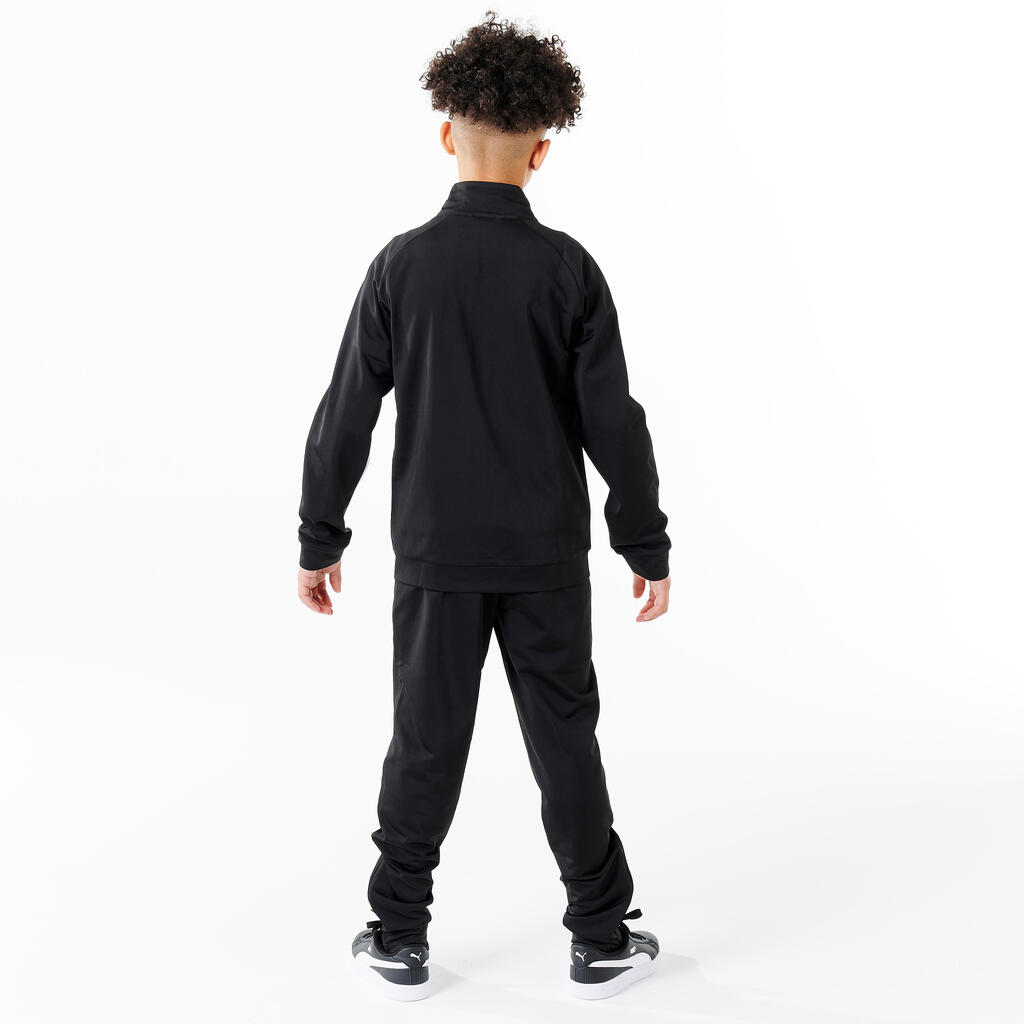 Kids' Breathable Synthetic Tracksuit - Black/White