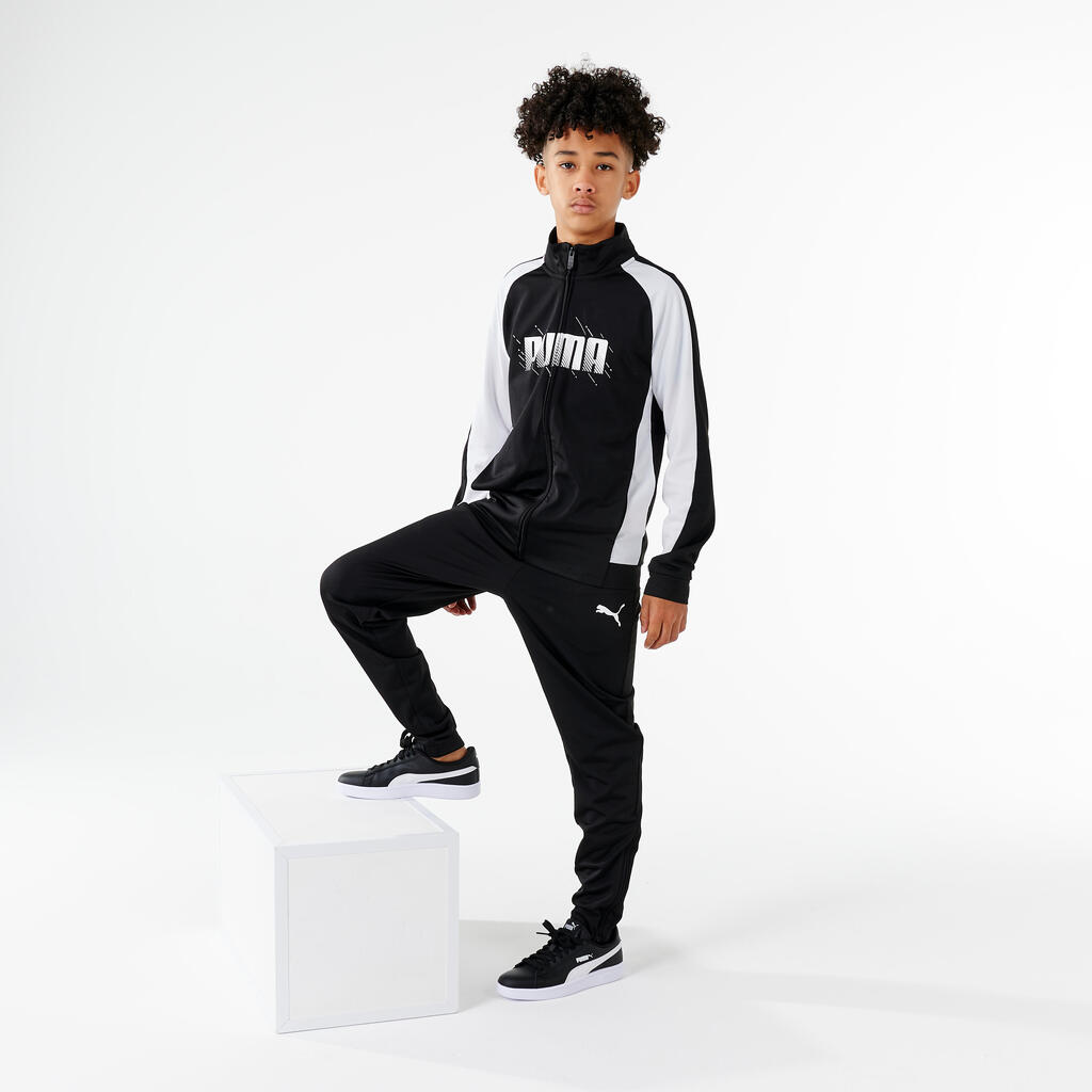 Kids' Breathable Synthetic Tracksuit - Black/White