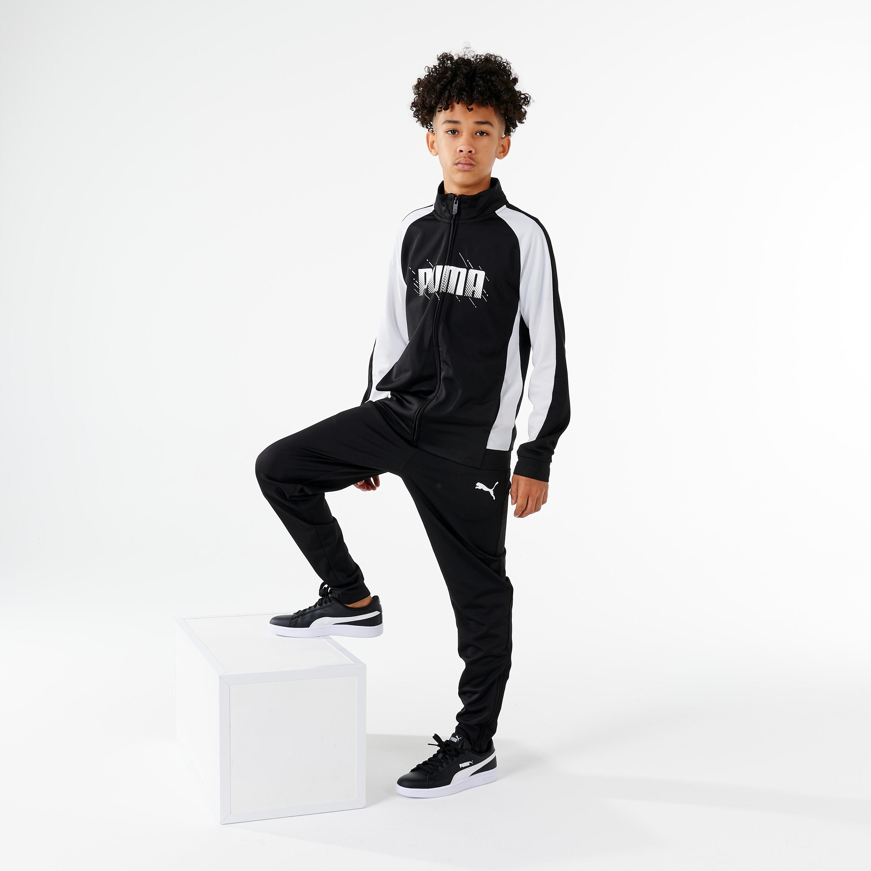 Kids' Breathable Synthetic Tracksuit - Black/White 6/6
