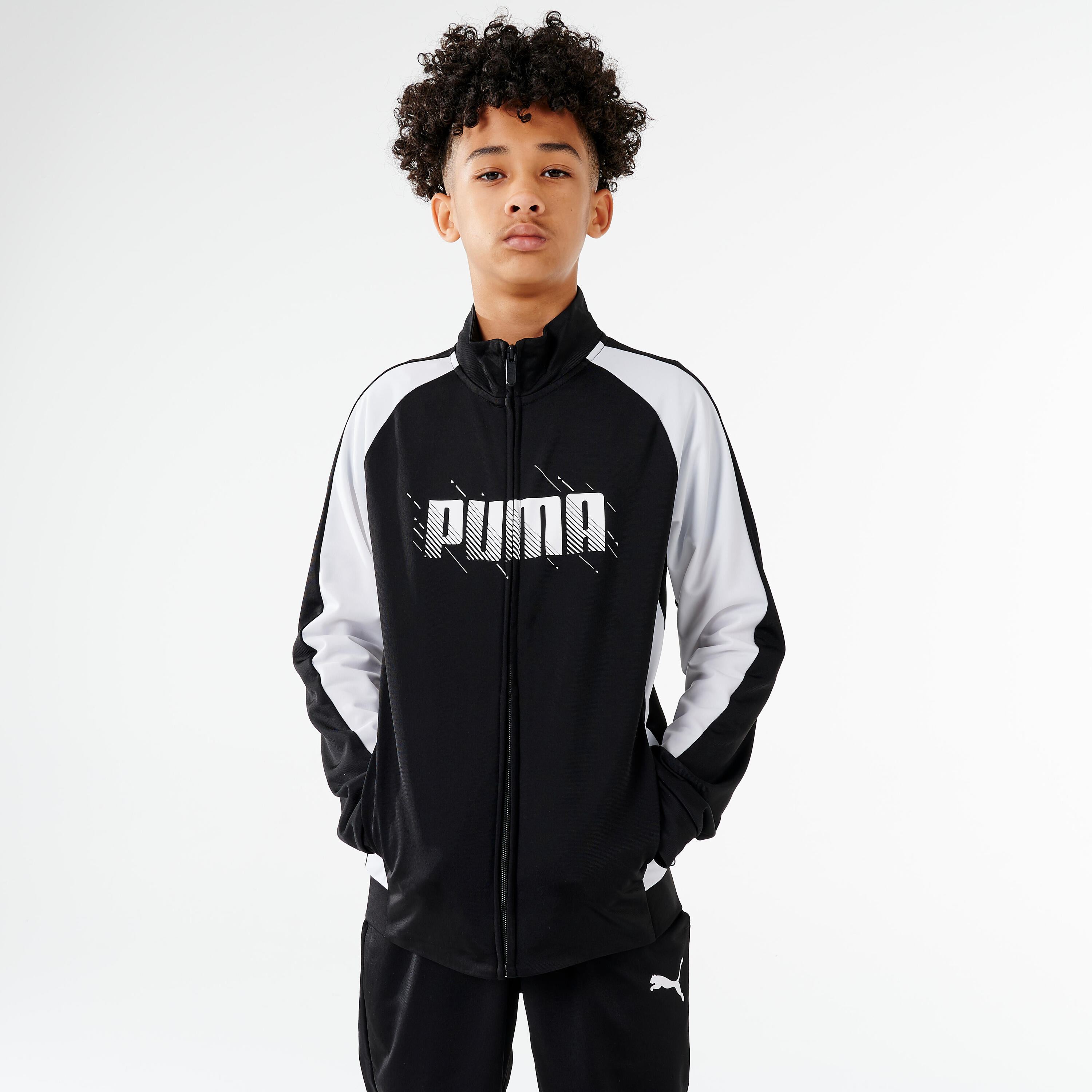 Kids' Breathable Synthetic Tracksuit - Black/White 3/6