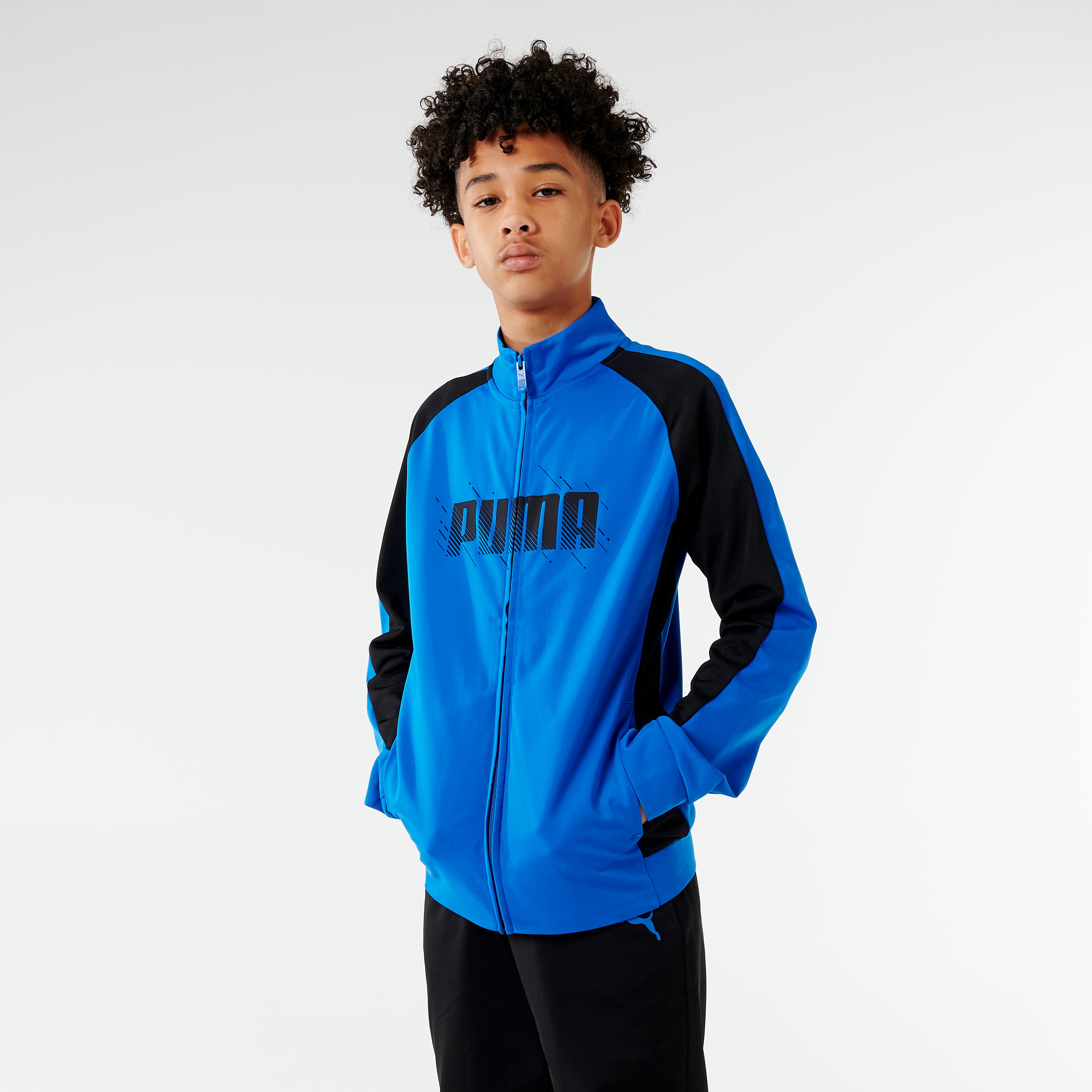 TUTA SINTETICA TRASPIRANTE DA BAMBINO - BLU E NERO PUMA