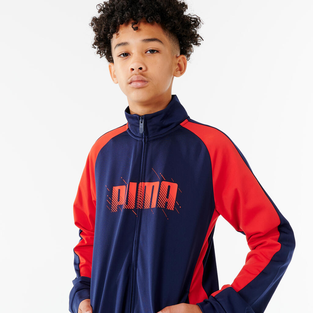 Kids' Breathable Synthetic Tracksuit - Navy/Red