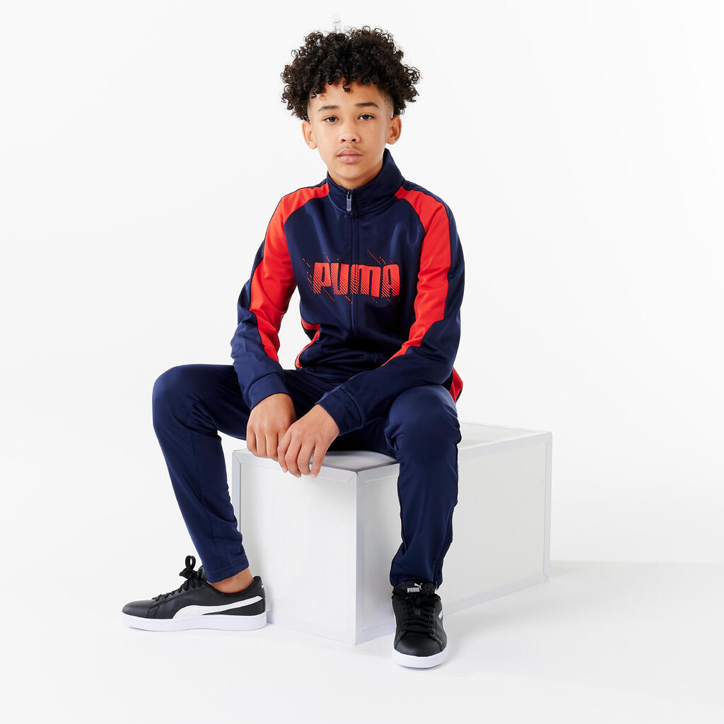 Kids' Breathable Synthetic Tracksuit - Navy/Red