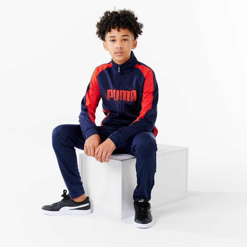 SURVÊTEMENT ENFANT SYNTHÉTIQUE RESPIRANT - MARINE ET ROUGE PUMA