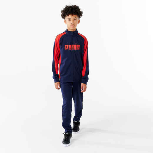 Kids' Breathable Synthetic Tracksuit - Navy/Red