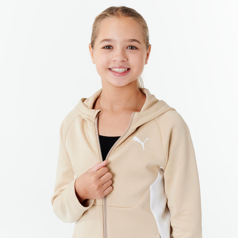 Trainingspak met 7/8-broek voor meisjes beige zwart