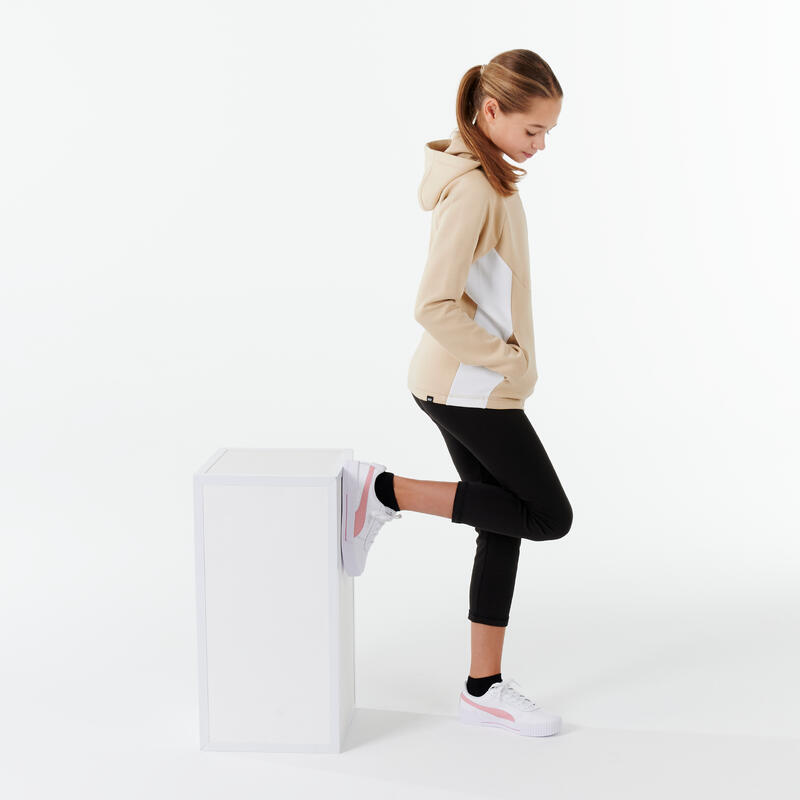 Trainingspak met 7/8-broek voor meisjes beige zwart