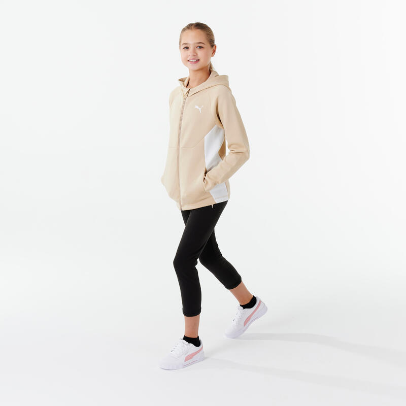 Trainingspak met 7/8-broek voor meisjes beige zwart