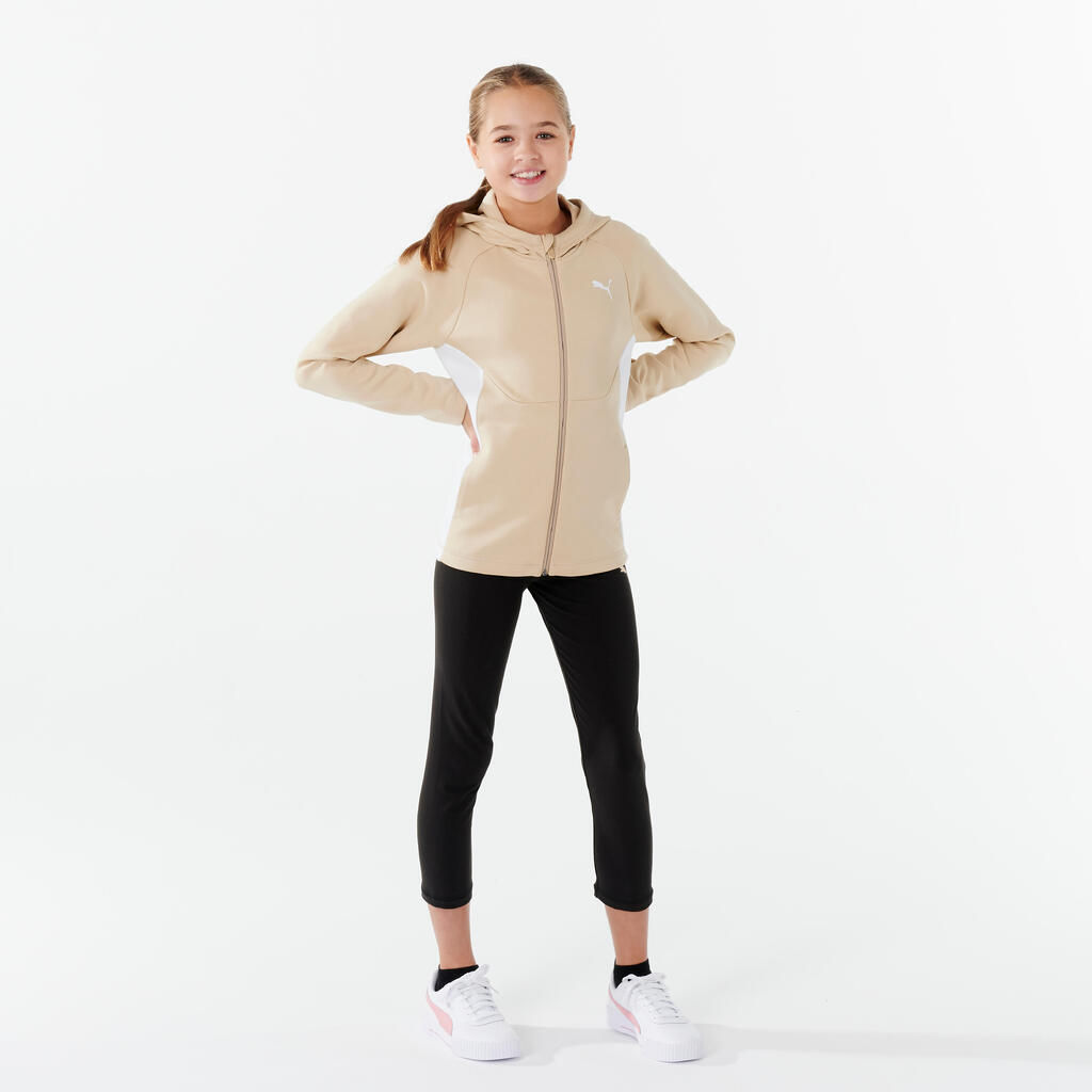 Girls' 7/8 Tracksuit - Beige/Black