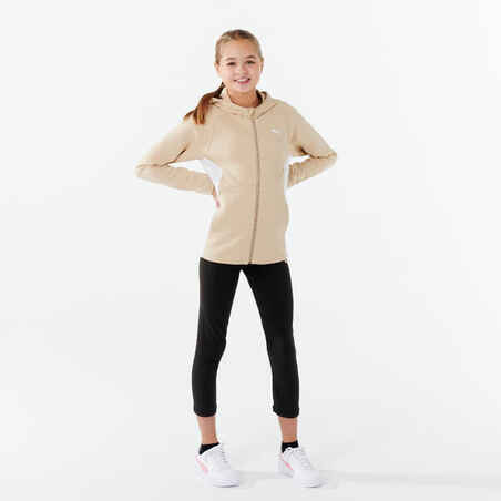 Girls' 7/8 Tracksuit - Beige/Black